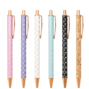 Wholesale Creative Logo-Printable Advertising Sport Metal Pen Gold Powder Push Ballpoint Pen for Personalized Gifts