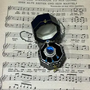 Mermaid's Tears Blue Crystal Zircon Necklace Pendant Exquisite High Sense Clavicle Chain Niche Light Luxury Flower Pattern for