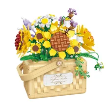 Belle Di mini particle creative building blocks flower basket series educational toys creative gifts