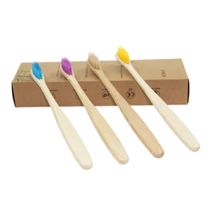 Cheap Flat Handle Adult Toothbrush Bamboo Hotel Disposable Eco Biodegradable Tooth Brush Adult