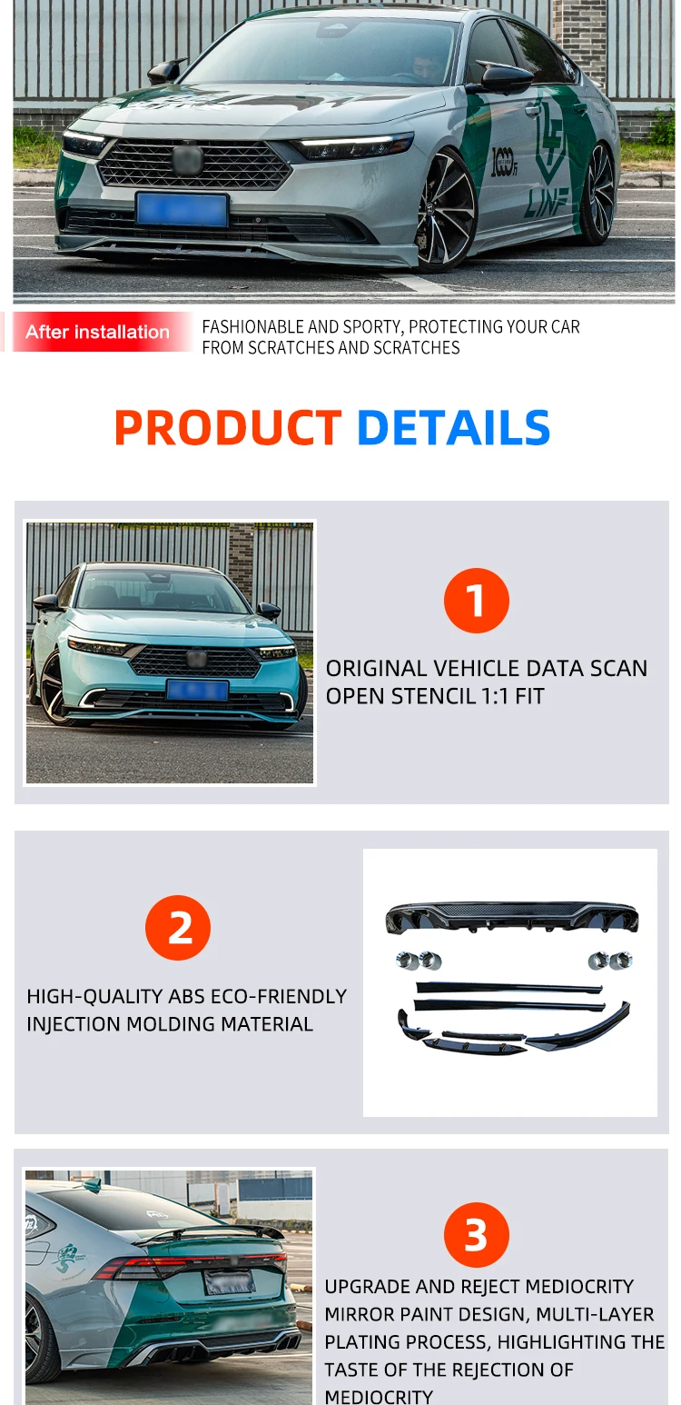 Abs Material Body Kit Upgraded Ak Style Front Lip Back Lip Side Skirt