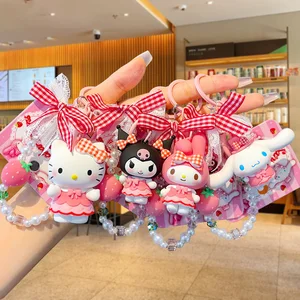 Adorable Plaid Strawberry Doll Keychain - Kawaii Couple Bag Charm, Girly Sweet-Edgy Accessory