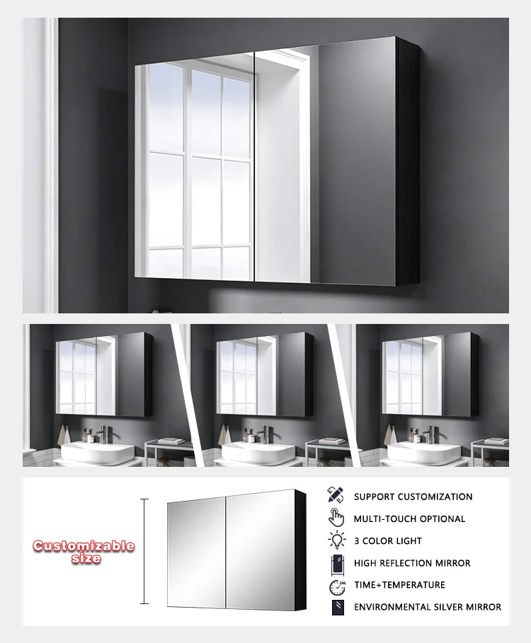 product bathroom makeup cabinet smart mirror wall mounted bathroom cabinet vanity medicine cabinet with mirror recessed for hotel-4