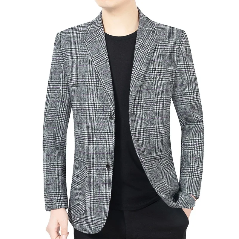 Autumn New Wholesale Casual Single Breasted Shirt Men's Plaid Suit Coat_voghion.com