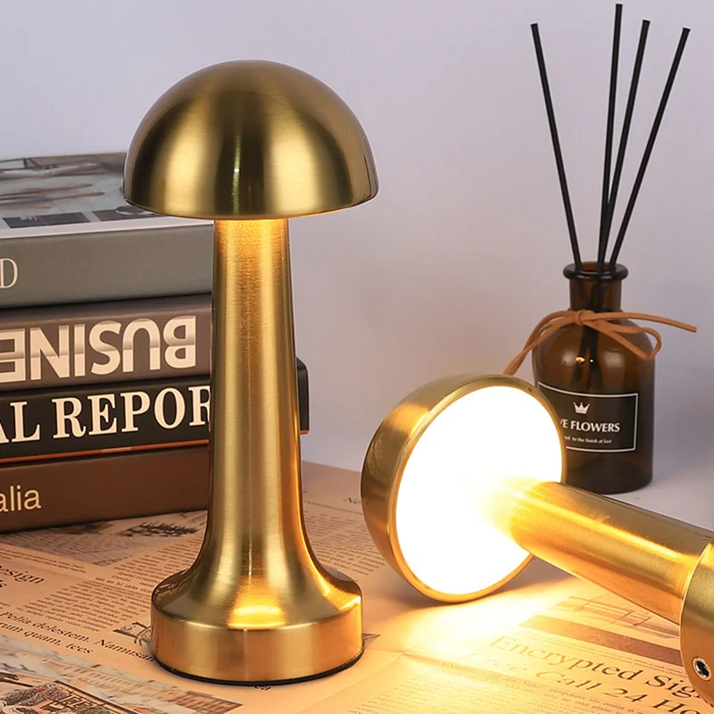 Wireless Designer Creative Vintage Lamp Desk LED Charging Table Lamp Bedside Touch Table Light Mushroom Bedside Table Night Lamp - Image 2
