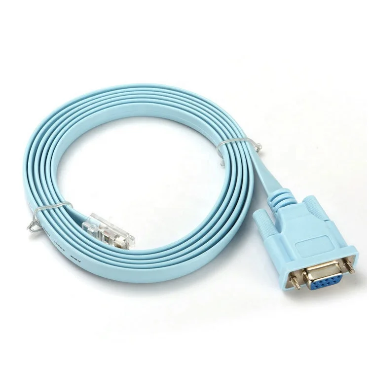 Blue 1.8m DB 9Pin RS232 Serial To RJ45 CAT5 Ethernet Adapter LAN Console  Cable 