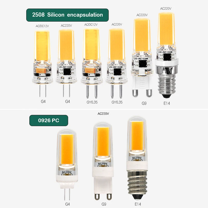 High-quality G4 LED Lamp COB 1505 Sapphire G9 LED Bulb AC/DC12V-24V Dimmable  No stroboscopic