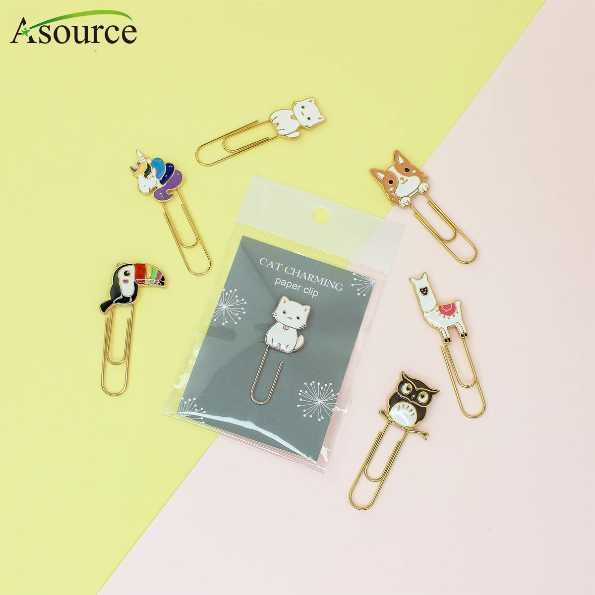 Популярные Позолоченные Симпатичные скрепки с изображением животных и кошек