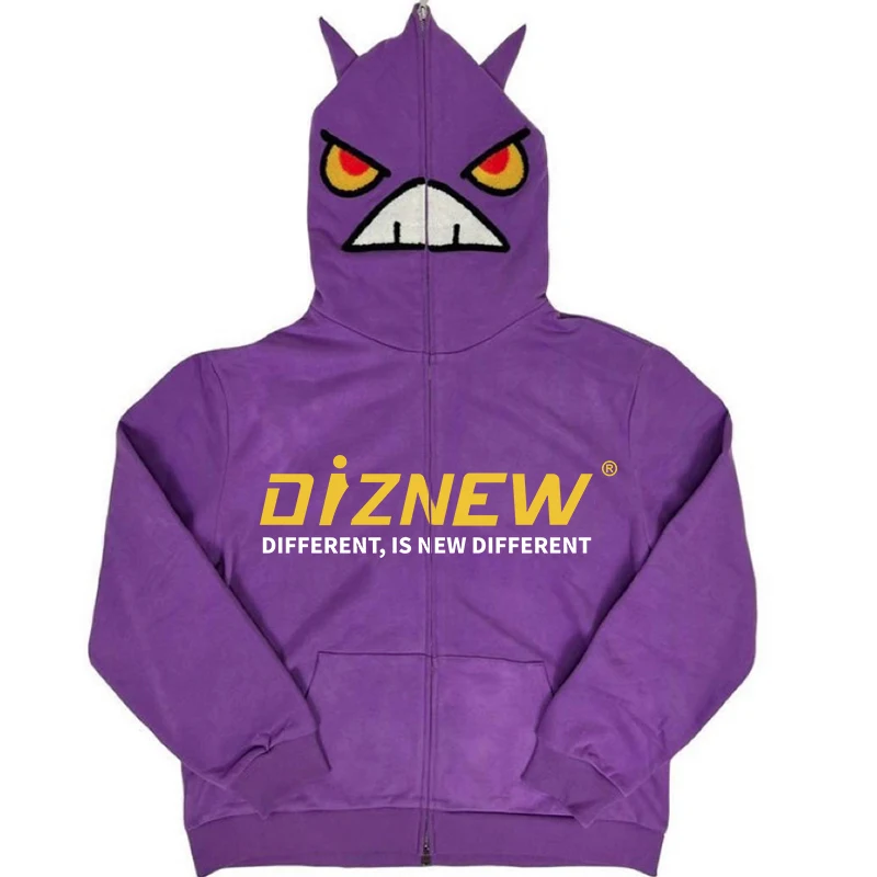 DiZNEW 2022 New High Quality Custom Anime Design Hoodie All Over Printed Cartoon Full Zip up Hoodie