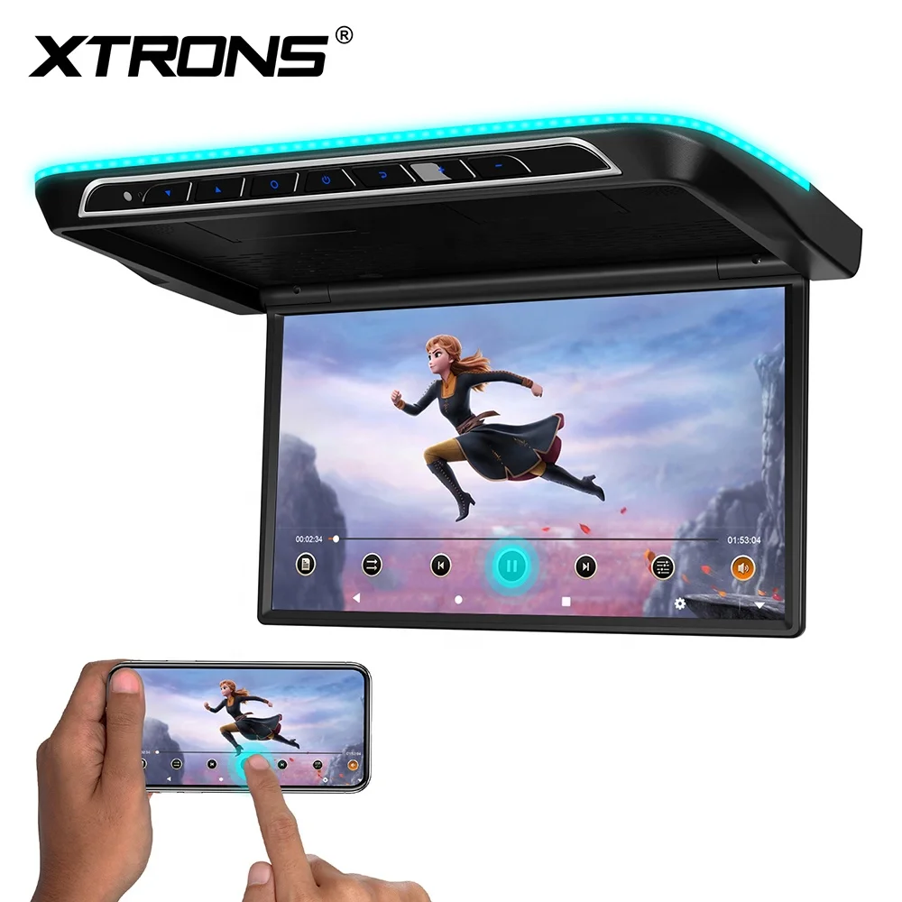 XTRONS 17.3" Motorized Android Car TV Auto Flip Down Monitor with FHD IPS Screen 8K Car Roof Player FM USB SD
