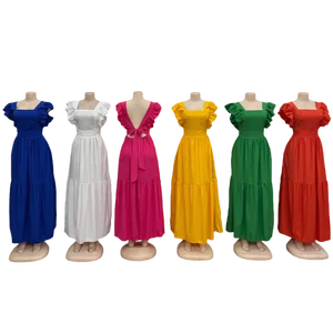 Wholesale Women Fashion Sleeveless Backless Summer Casual Elegant Solid Color Dress