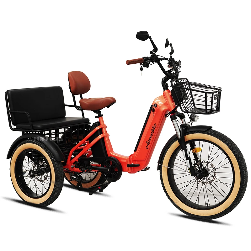 Vélo électrique à vitesses à roues Trike adulte pliant avec panier 48v  15ah capacité de batterie Trike de croisière pour les personnes âgées