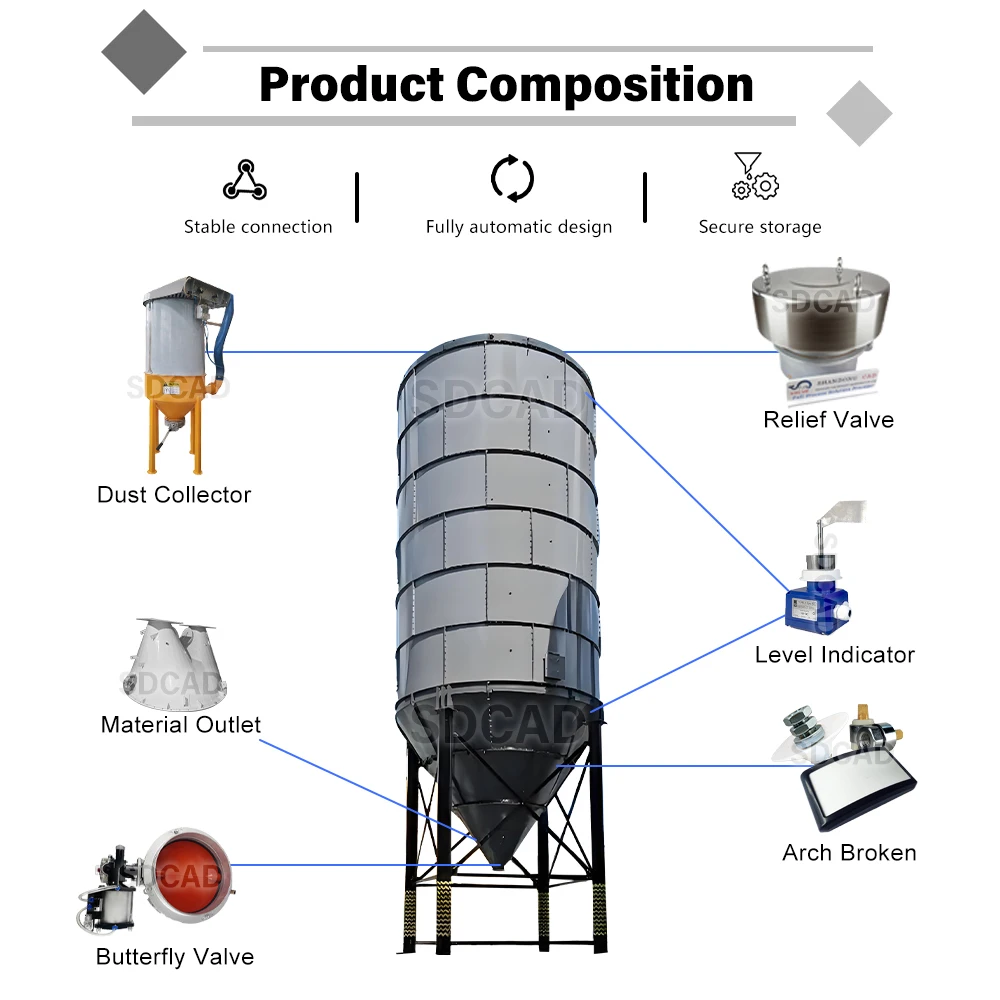 SDCADI Brand Profession Portable Concrete Cement Silos tank 500 Ton 2500 Ton Cement Silo