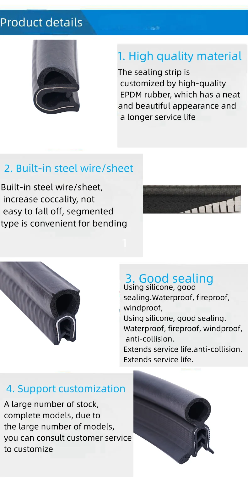 door rubber seal EPDM strips auto door rubber seal details