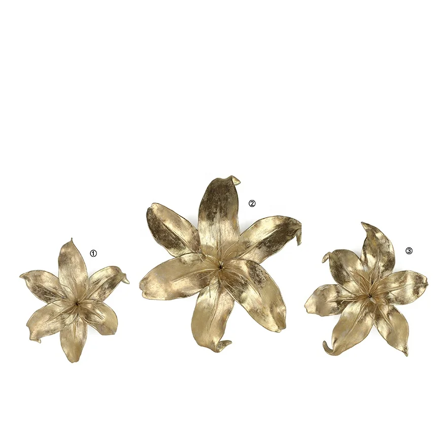 Export Quality Luxury Home Decor Pieces Accessories Furnishing Gold Resin Flower  Decorative Wall Sculpture