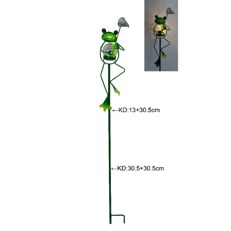 Metal Frog Yard Pathway Outdoor Camping Ball Lights Solar Stake For  