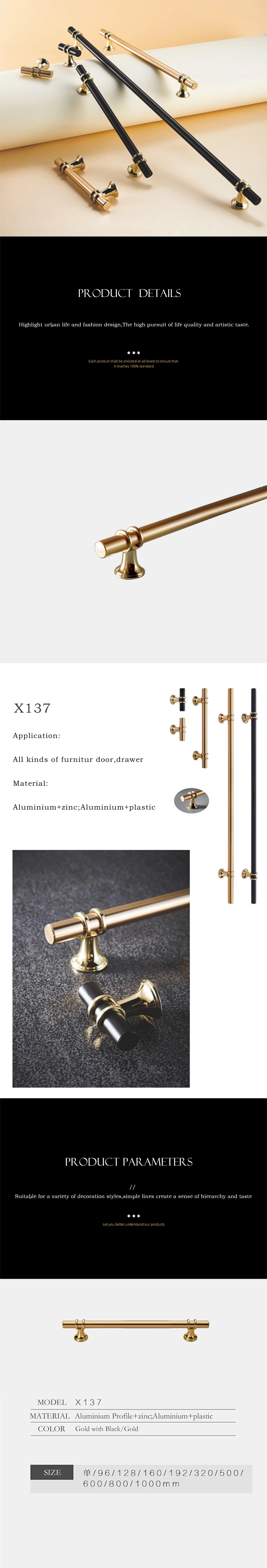 Modern Plastic With Aluminum Pull Handle Black Wardrobe Kitchen