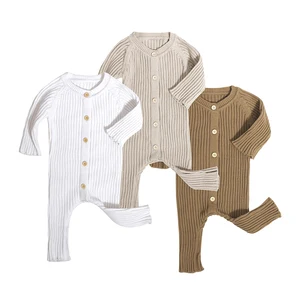 Newest Sale Good Quality Baby Rompers Cotton Button Design Crew Neck Newborn Infant Bodysuit Jumpsuit for Children
