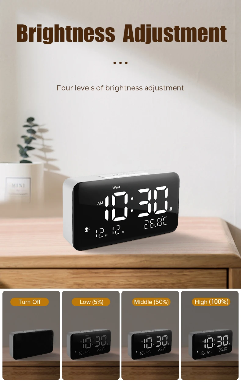 Dl sound control desk da tavolo led sveglia digitale con controllo