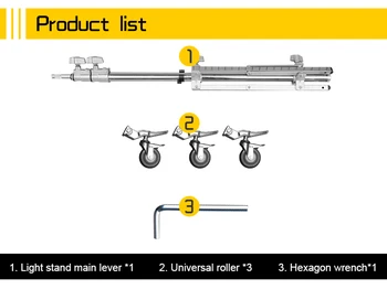 NiceFoto Professional Multi-functional Stainless Steel Photo Studio Camera Flash Photographic Light Stand Tripod With Wheel detail image