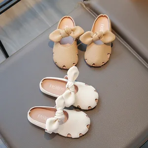 Children's Slippers Summer Hollow Out Bow Toe Soft Bottom Non-Slip Outdoor Slippers for Kids