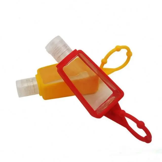 Children 30ml Small Hand Sanitisers Logo Clip Key Ring 50ml Keychain Bottle with Silicone Holder