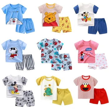 Summer Wholesale Children Kids Clothes Short Sleeve Baby T Shirt Boys Clothing Set Spring Cotton Quantity Custom Time Lead Suit