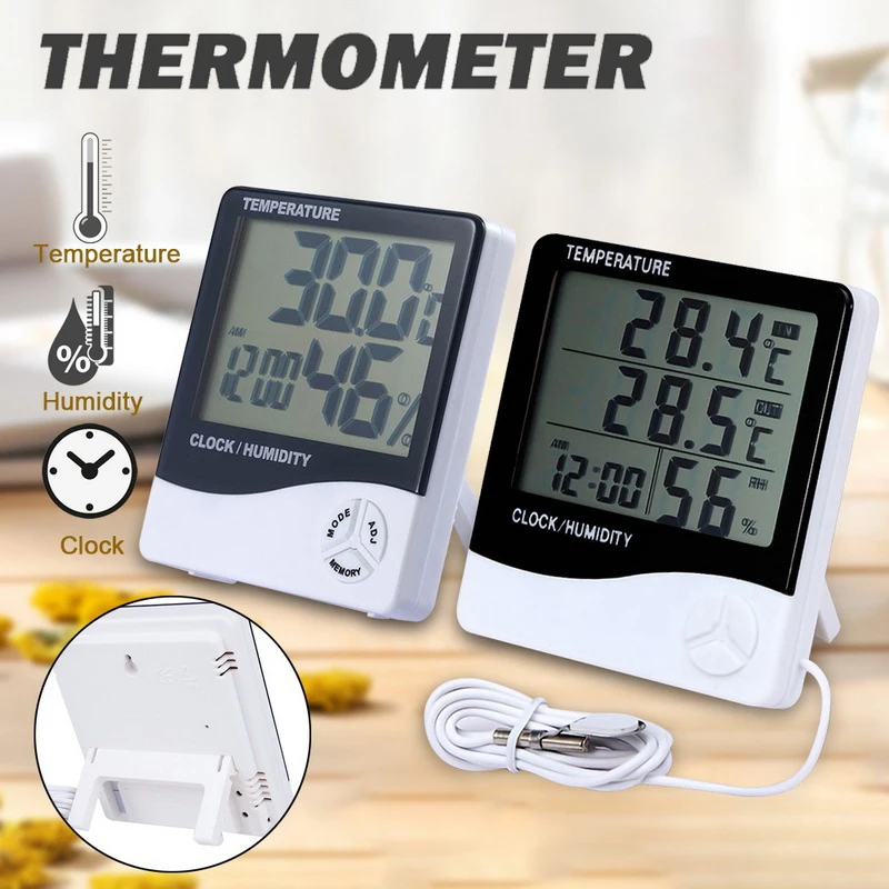HTC-1 Indoor Room Electronic Temperature Humidity Meter Digital Thermometer Hygrometer Weather Station Alarm Clock Thermometer