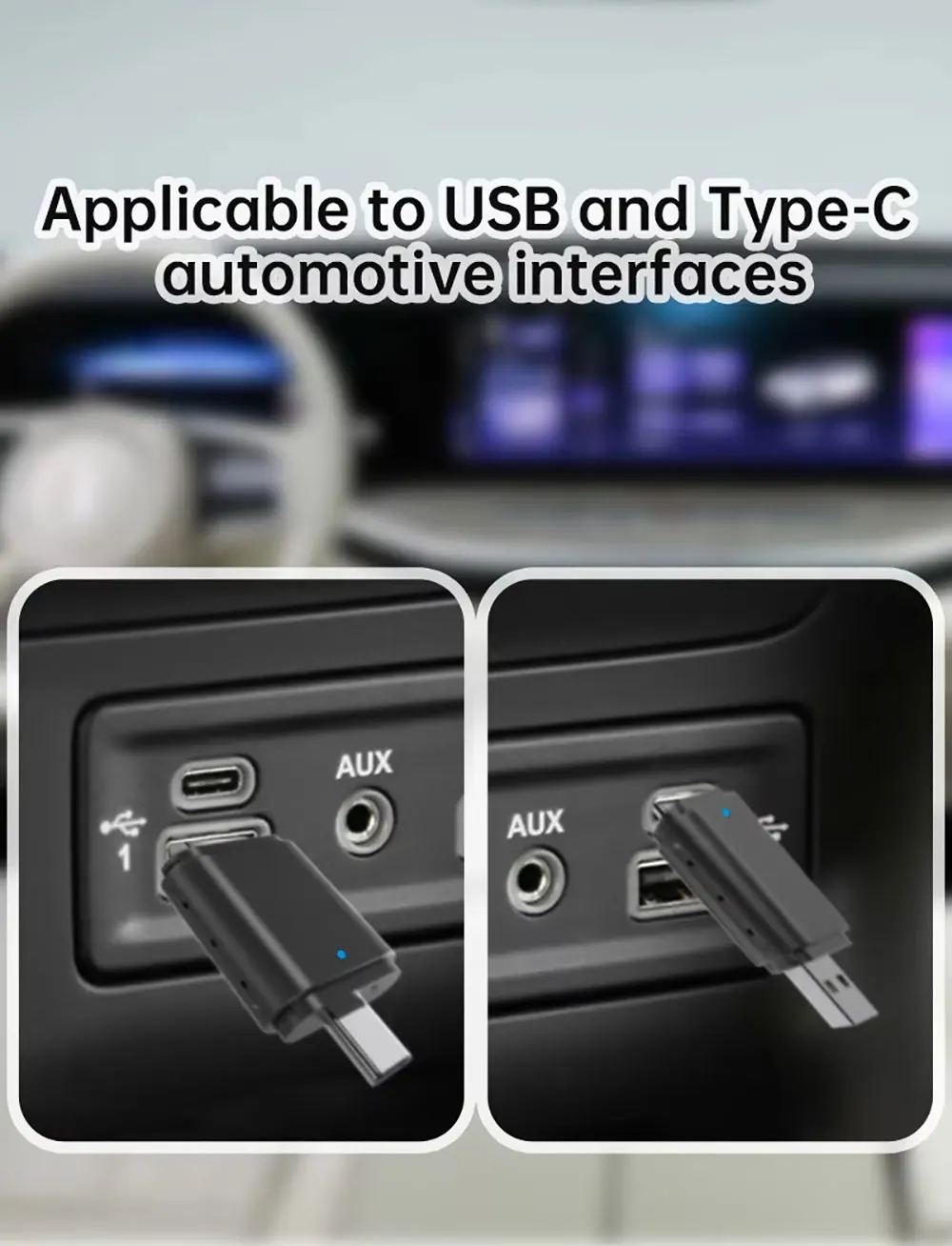 Laudtec Zjq18 Portable Dual Port Carplay Adapter Plug And Play Mini Ai Box Wireless Universal 2-In-1 For Android Apple 2In1 manufacture