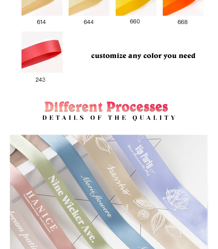 Wholesale Custom Ribbon Personalized 3d Embossed Printing Satin Ribbon