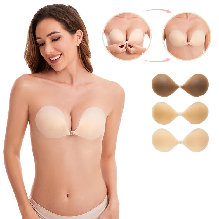 Xinke Silicone Solid Breast Lifting Durable Self Adhesive Backless Sticky Bra for Women Wedding