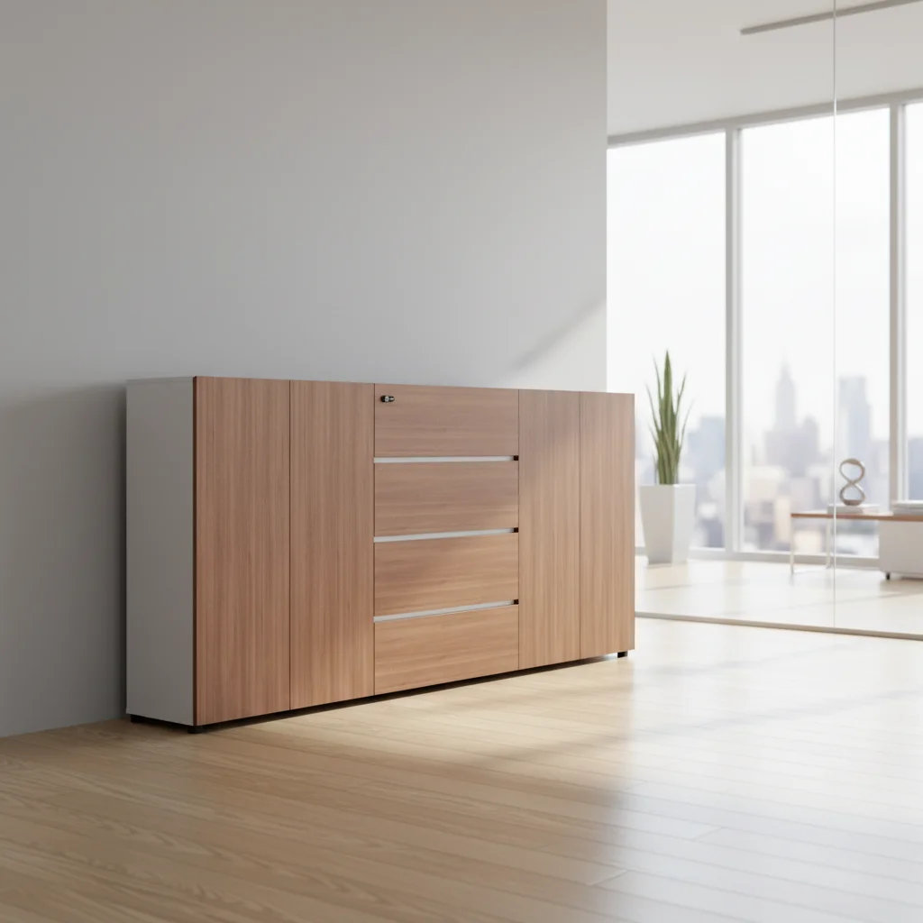 Large Capacity Lockable Solid Wood Frame Professional Filing Cabinet for Home Office and Bedroom Modern Furniture 3