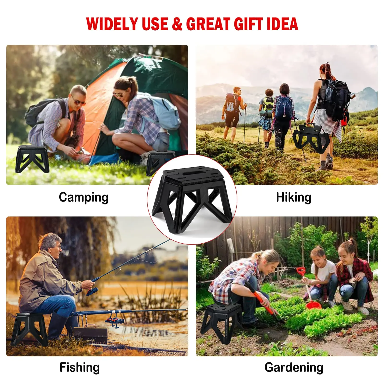 Premium Heavy Duty Folding Collapsible Camping Step Stool Plastic