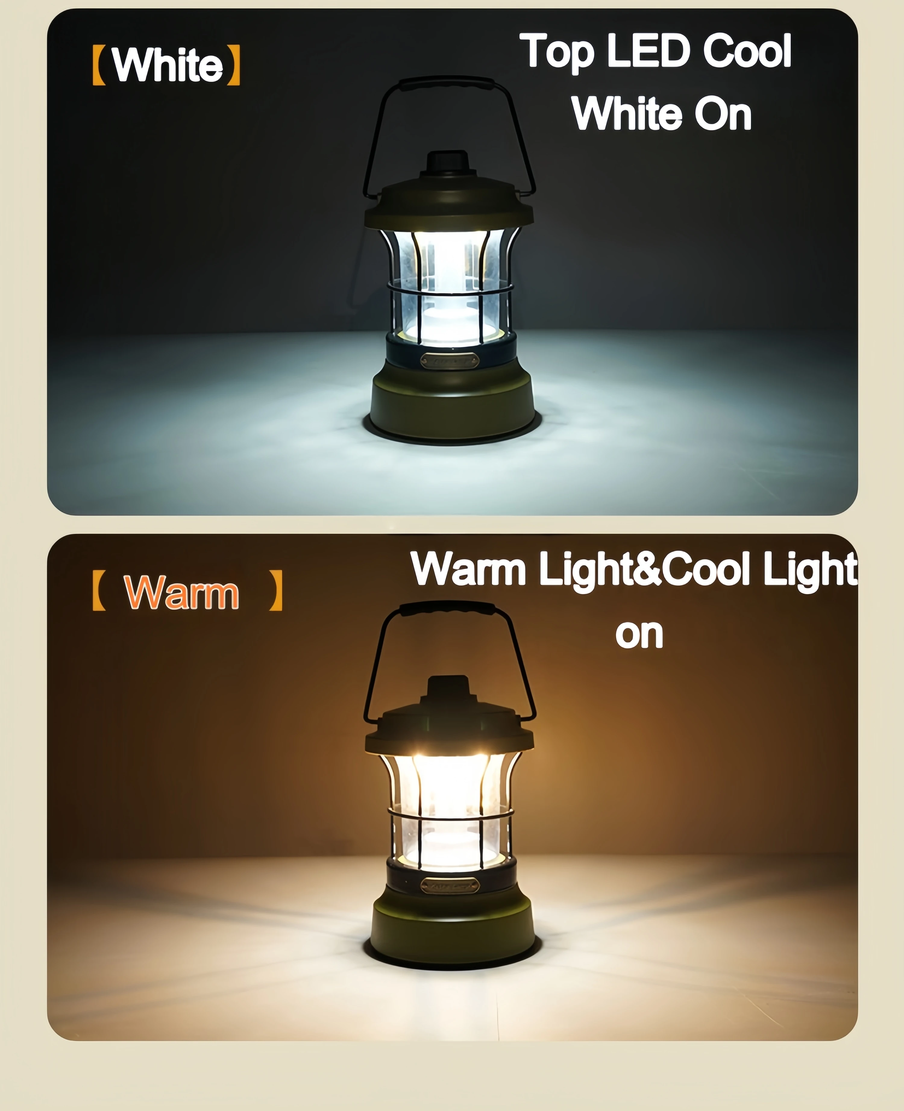 Retro USB-C Camping Lantern Power Bank Emergency Light Battery Indication Flashlight Portable Vintage  LED Warm Dim Tent Lamp