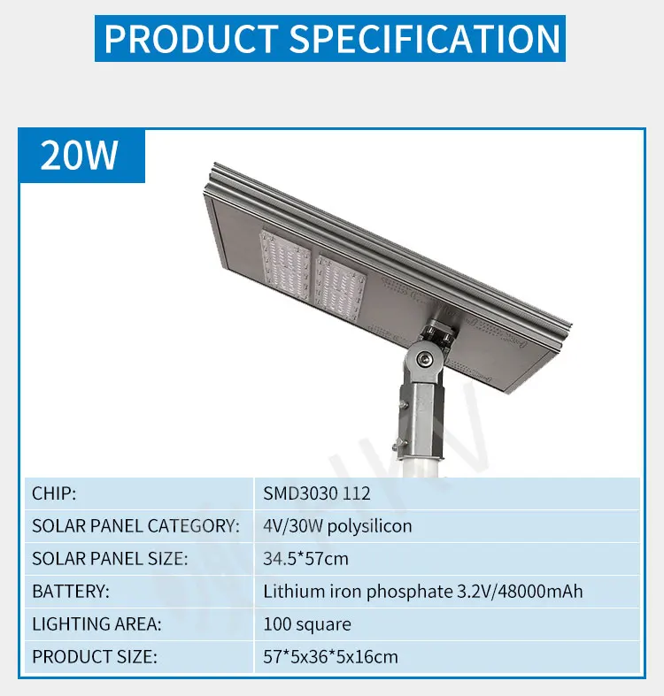 MPPT Technology Die Cast Aluminum IP65 All In One Solar Light 20W 40W 60W