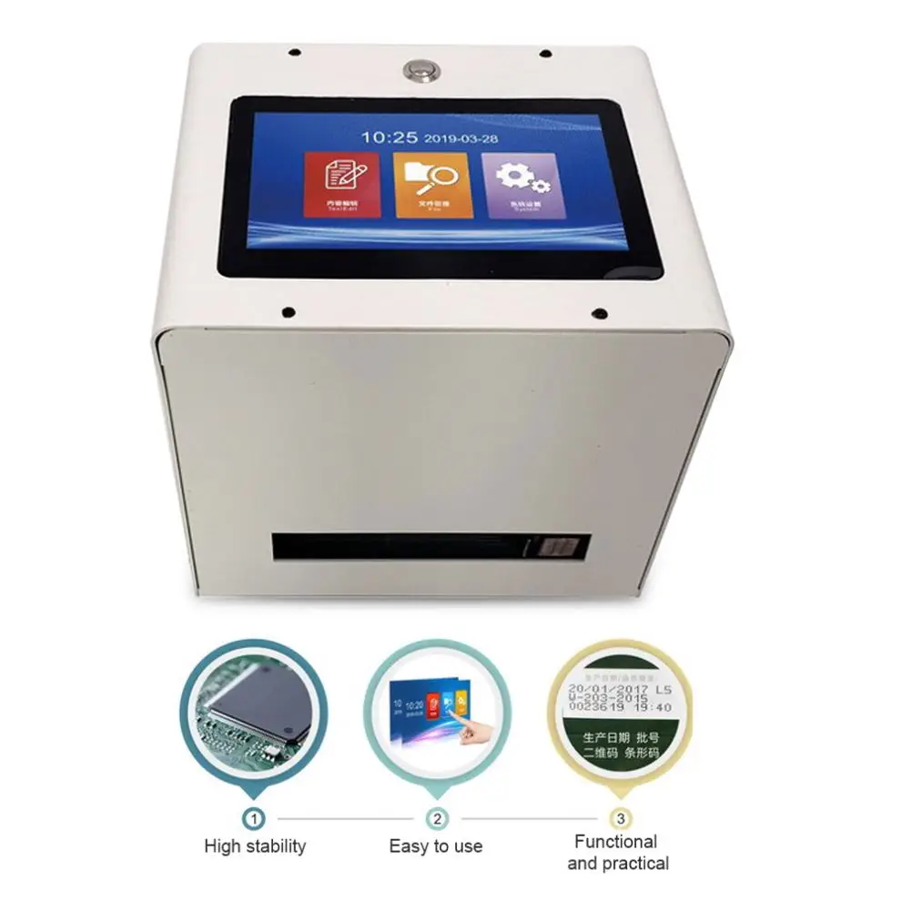 Static Intelligent Inkjet Printer 7 inch Color Touch Screen Support Printing Text Image Barcode Expiry Date Count Table
