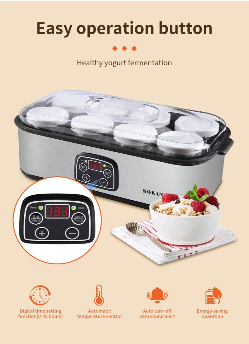 Sokany Bpa Free Greek Yogurt Maker Temperature Control Cream Sauce Ice