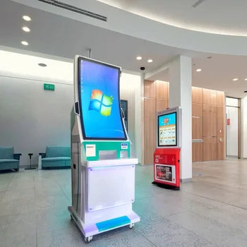 Curved screen Self-Service Hospital Health Medical Kiosk 21.5 32inch Capacitive Touch Screen RFID Card Reader Receipt Printer