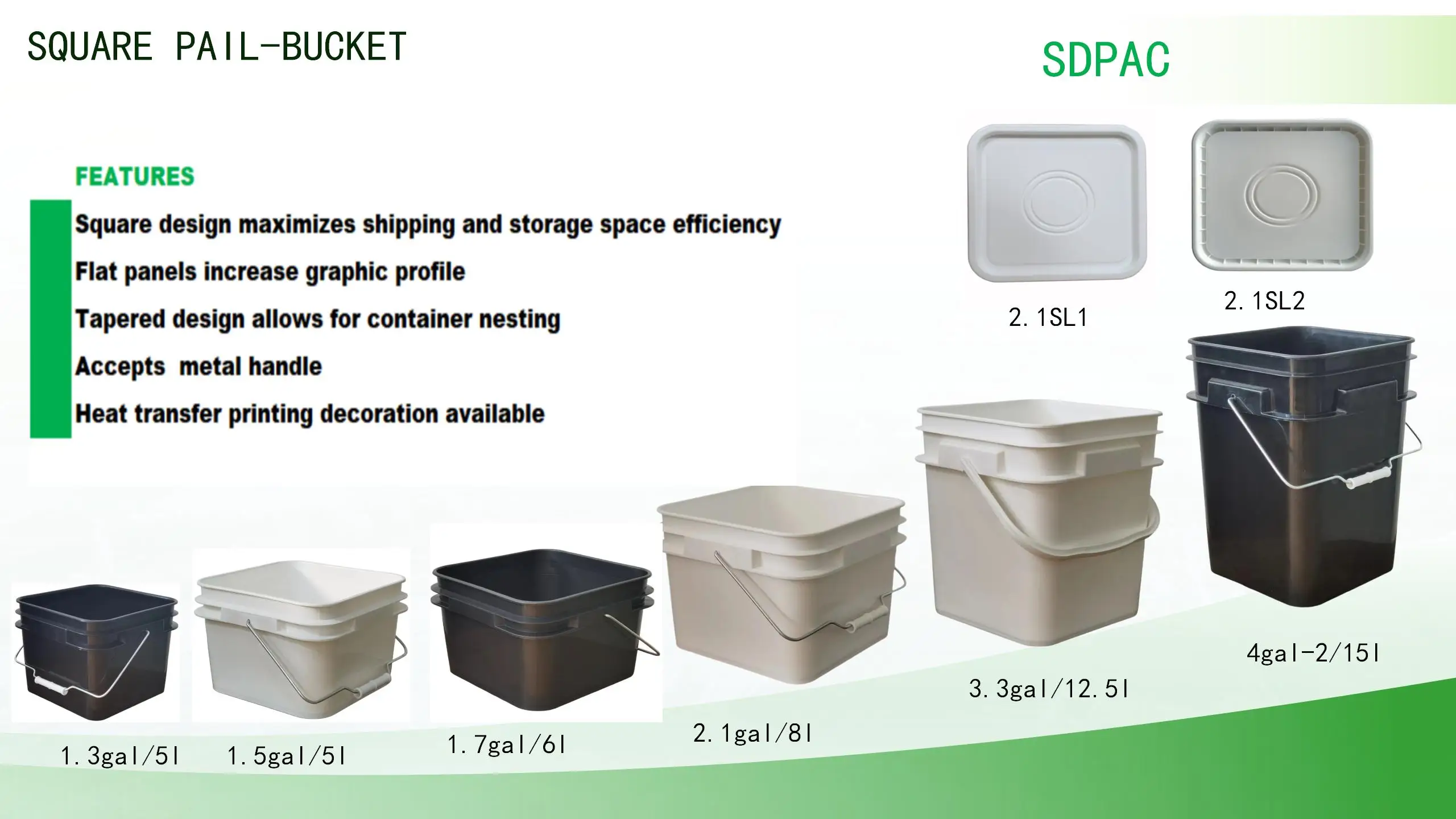 3.3 Gallon Square Food Grade Bucket Food Square Grade Bucket Pail With ...