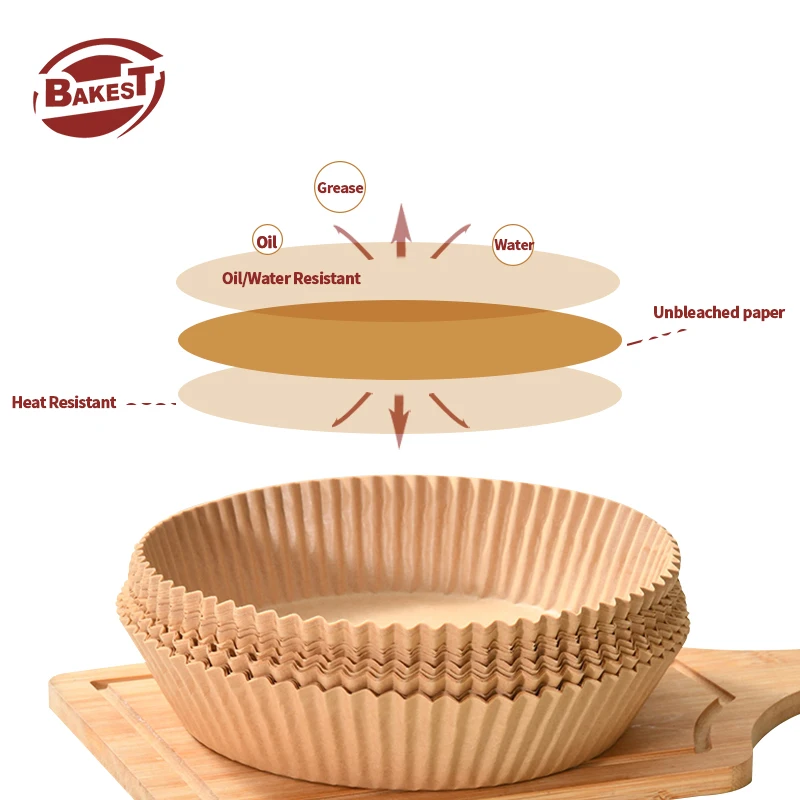 Convenient Non-stick Disposable Waterproof Round Parchment Air Fryer Paper Liners Silicone Oil Paper Tray for Cooking