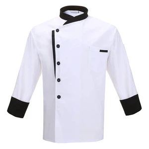 Long Sleeve Chef Coat Unisex Chef Work Jacket White Kitchen Uniforms