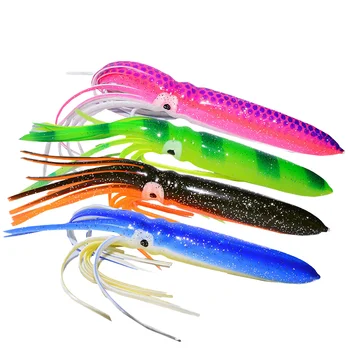 SEASKY 18cm 15g Soft Plastic Tuna Fishing Lure Printed Saltwater Jigging Squid Skirt for Snapper and Shark – Soft Lure – view 5