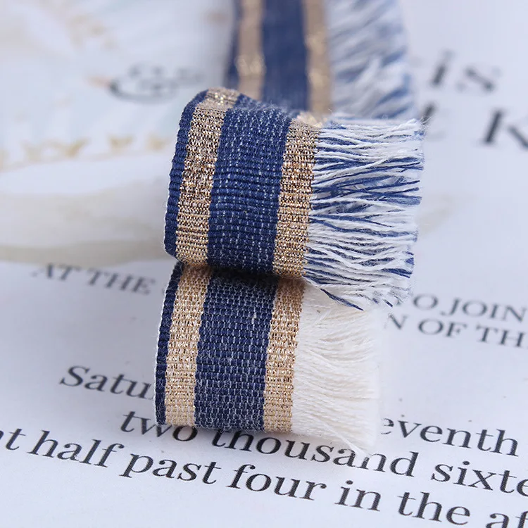 South Korea Direct Factory 100% Polyester Polyester Ribbon Bow Rave Denim Belt Herringbone Embroidered DIY Hair Accessories