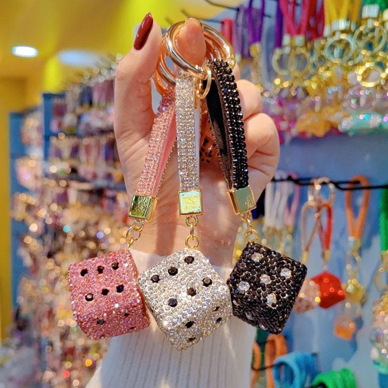 New Design Colorful Dice Crystal Diamond Key Chain High Quality