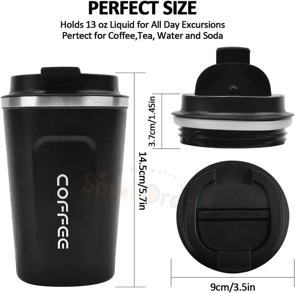 Portable Reusable Tumbler Coffee Travel Mug 12 oz Spill Proof Stainless Steel Coffee Cup with Leakproof Lid for Hot/Cold Drinks