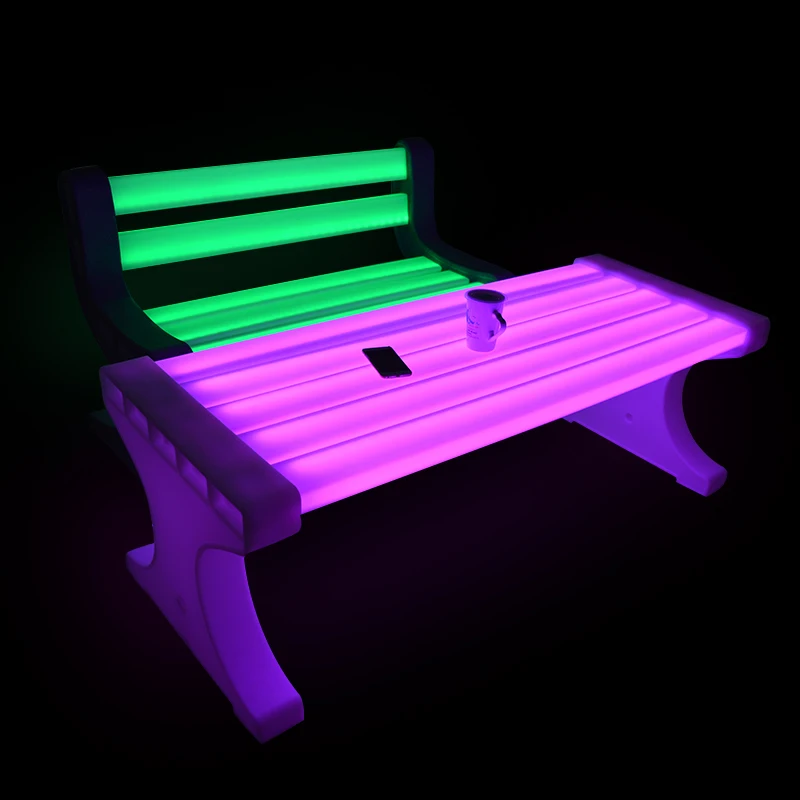 Colorful Bench RGB Lighting Luminous Backrest Anticorrosive Garden Illuminated Led Furniture Park Benches