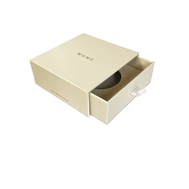 Customized high-quality cardboard beige pull-out jewelry packaging box