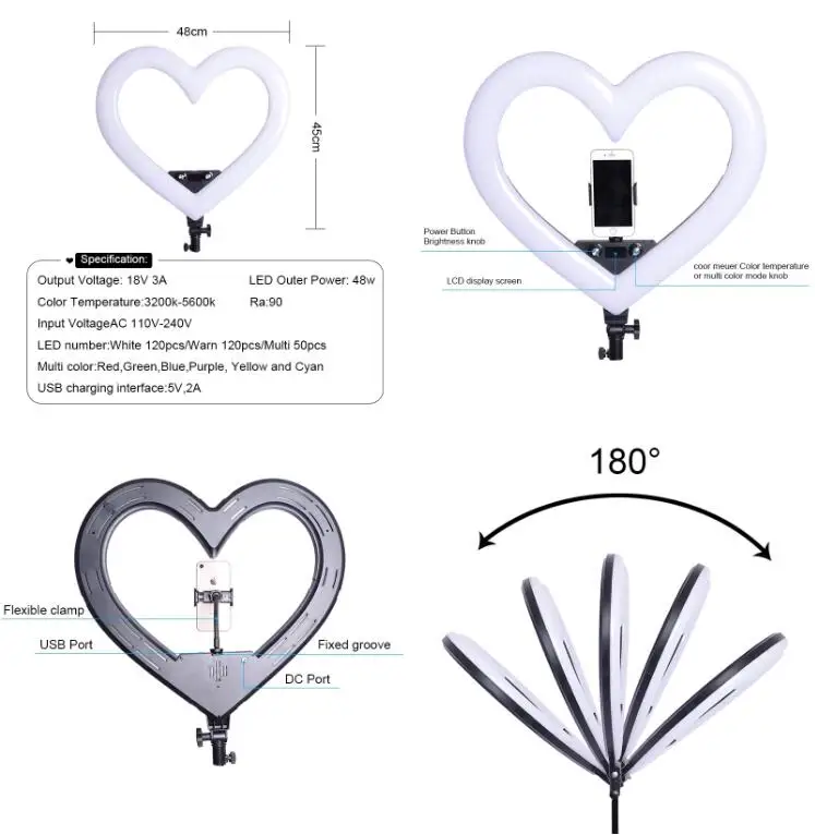  Yidoblo New Heart Shaped Tiktok Ring Light 18'' LV