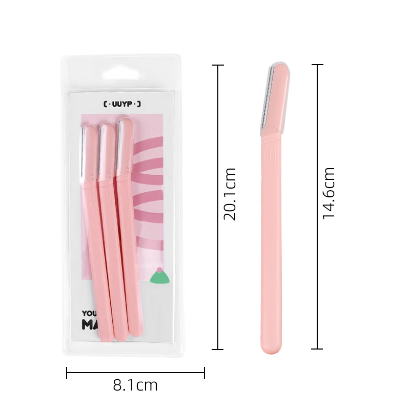 OEM Women's Eco-friendly Portable Dermaplaning Facial Tool 3pcs Stainless Steel Blade Eyebrow Razor Trimmer Metal Plastic Facial Hd7abfa040a8946e5b96e239e92e2297ca