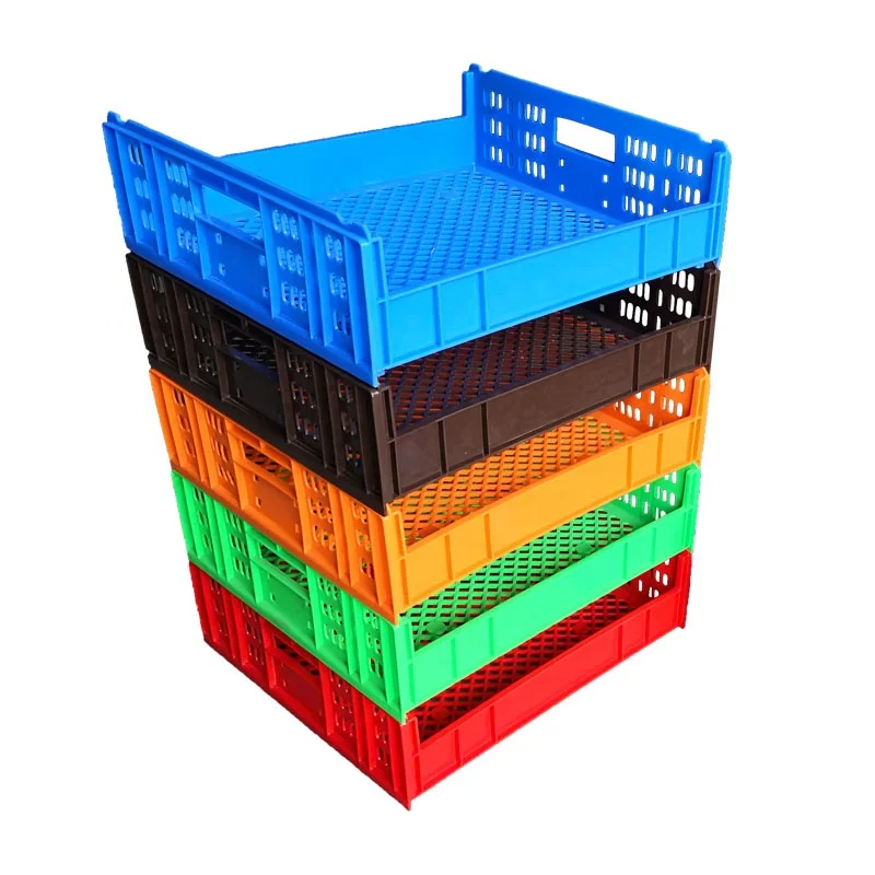 Blue Mesh Hygenic Stackable Plastic Bakery Australian Large Sturdy Folding Bread Crates Bread Tray for Bread Food Move